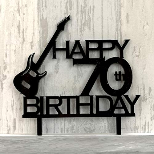 MadeAt94 Personalised Guitar Theme Cake Topper for Grandparents Mum Dad 40th 50th 60th Birthday Decoration