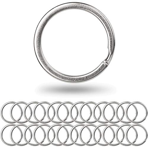 Schlüsselringe Set, Ø 25 mm Durchmesser, 24 Stück, aus gehärtetem Metall, in Silber, Metall Ringe Schlüsselanhänger, Schlüssel Organisation Autoschlüssel, Haustürschlüssel, Spaltringe O Ring DIY Kit
