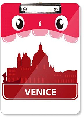Venedig Italien, rotes Sehenswürdigkeitsmuster, Klemmbrett, Ordner mit Unterlage, A4