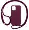 PuYu Zhe Compatible for iPhone 12 Mini Case,Silicone Crossbody Cover TPU Shell Adjustable Cord Lanyard Slim Stylish Shockproof Case-Wine Red