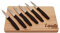 Tabla de corte de madera para carne o verduras incluye juego de cuchillos azules para cocina arcos, Pack 6 cuchillos arcos de verdura con tabla de corte Hecho en España.