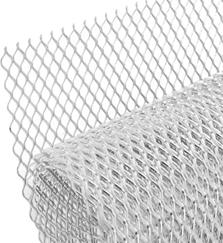 AggAuto 120×40cm Plateado Rejilla de carreras, Tamaño del Rómbico de 6×12mm, rejilla estirada de aleación de aluminio, ajuste universal rejilla del radiador del automóvil