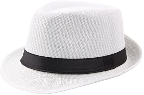 KUKICAT Homme Femme Chapeau de Paille Panama Été Plage Anti-UV Tresse Capeline avec Ceinture Décorative Anti-Soleil Casquette Loisir en Plein Air, Blanc, Taille unique