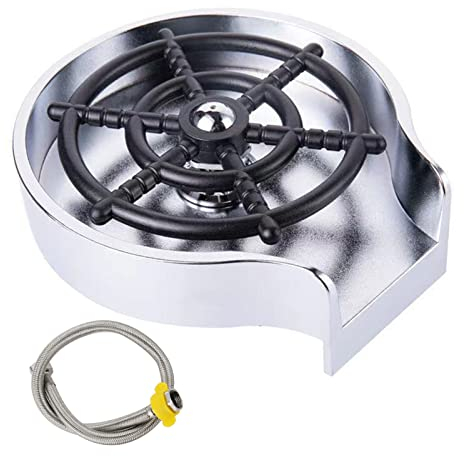 Limpiador automático de tazas de acero inoxidable, grifo de cristal, para hoteles, bares, cervezas, café, leche, té, tazas, fregaderos de cocina, accesorios (plata mate)