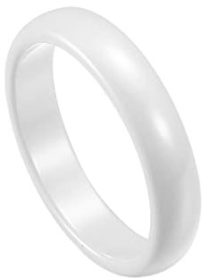 Epinki Trauringe Männer 4MM, Weiß Damenringe Band Ringe Simple Keramik Ringe Frau, Gr.52 (16.6)