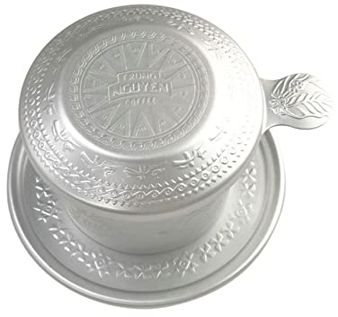 TRUNG NGUYEN LEGEND vietnamesisches Pour Over Filter Set, Traditionelle Phin Drip Kaffeemaschine, Tragbare Wiederverwendbare Kaffeepresse (Silber)