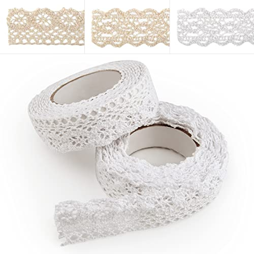 ASTARON Selbstklebende Spitze, Spitzenband im Vintage-Stil, Weiß, selbstklebendes Zierband, Spitzenband, für Handwerk, Hochzeit, Dekoration, Scrapbooking, Geschenkbox (Stil A – Weiß)