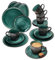 MamboCat Reactive Glaze Green 18tlg. Kaffeeservice I 6 Personen I Mintfarbenes handgefertigtes Geschirr-Set mit Kupfer-Optik I Je 6x Kaffeetasse, Untertasse & Kuchenteller I Steingut