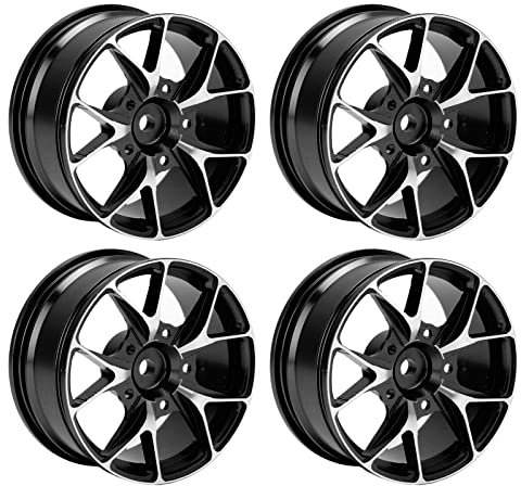 Leapiture Stück 52 mm ferngesteuertes Driftrad, Aluminiumlegierungsräder, RC-Car-Felgenzubehör für 1/10 Sportwagen-Flachauto-Straßen- und Auto-Drift-Modell-Reiseräder-Spielzeug (schwarz)