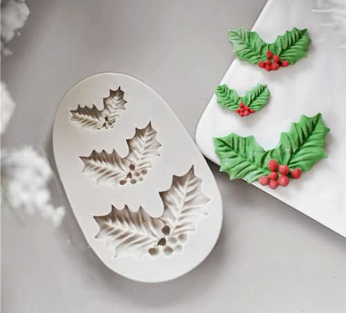 TTOA - Christmas Holly Leaves Silicone Fondant Mould | Leaf Sugar Craft | Cake Decorating Mould