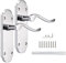 Probrico 1 Pack Chrome Shaped Door Handle on Backplate 168mm×40mm, Internal Door Handle in Polished Chrome Color