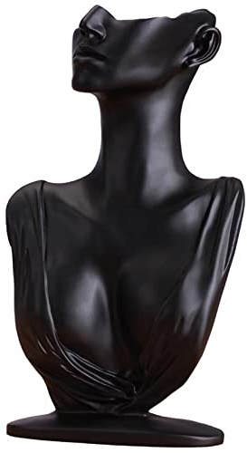 La vie Présentoir à bijoux en résine pour boucles d'oreilles - Support de buste - Organisateur de rangement décoratif - Élégant pour magasin et cadeau - Noir