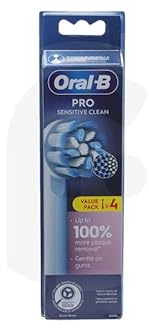 Oral-B Pro Sensitive Clean Electric Toothbrush Head, X-Shaped & Extra Soft Bristles for Gentle Brushing & Plaque Removal, Pack of 4 Toothbrush Heads, White