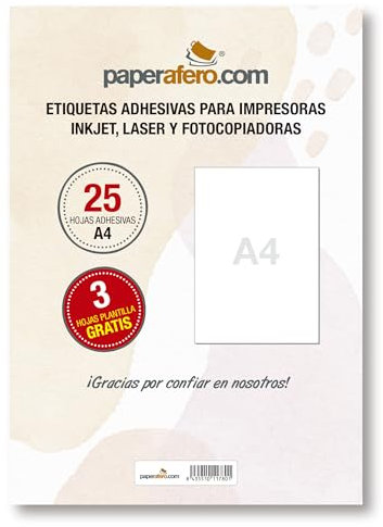 Etiketten Selbstklebend Bedruckbar A4 Paperafero | 25 adressetiketten selbstklebend A4 | Aufkleber zum beschriften | Aufkleber Selbst gestalten