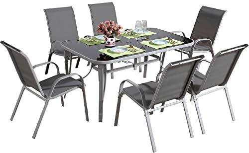 Gartenlounge aus Textilene Cordoba + Porto 6-Sitzer hellgrau