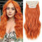 Xtrend 18 Zoll Orange Wellige Clip-in Haarverlängerungen - Synthetische Haarteile für Frauen und Mädchen - 4 Stück Set, Dick, Lockig, Wellig (350#)