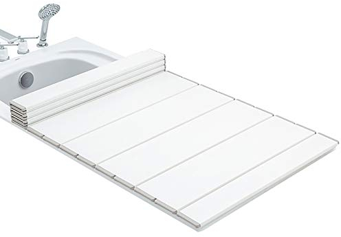 badewannenablage badewannenabdeckung Badewannenablage, Badewannenabdeckung, weißer PP-Anti-Staub-Fensterladen-Badedeckel, Faltbare Badewannendeckel im Fensterladen-Stil, leicht zu reinigen,