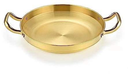 Pentola in acciaio inox ispessito con fondo piatto a doppia orecchio, per frutti di mare, pollo fritto, frutti di mare, accessori da cucina (30 cm, oro)