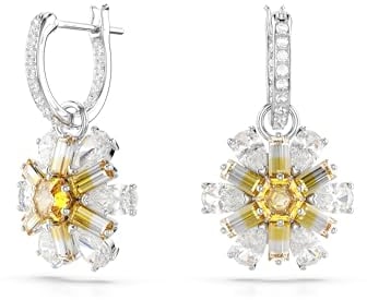 Swarovski Idyllia Drop-Ohrhänger, Gelbe, Rhodinierte Ohrringe im Blumen-Design mit Strahlenden Swarovski Kristallen