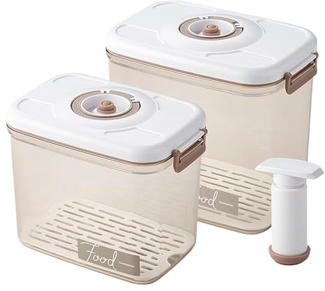 Aocase 4 Pièces Set de Conservation sous Vide,Récipients sous Vide,Boîte Alimentaire sous Vide,Boite sous Vide Alimentaire Food Saver Boite avec Pompe à Vide,2.7L+4.6L