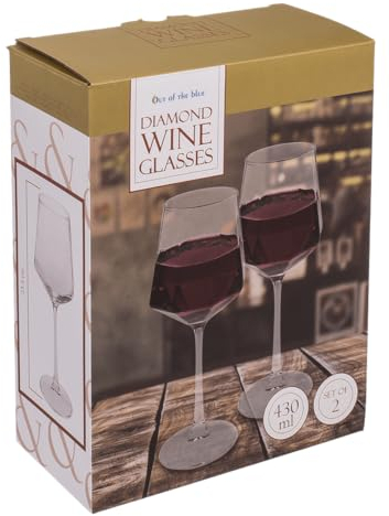 Out of the blue Diamond Lot de 2 verres à vin, env. 430 ml, env. 23,5 x 8 cm, dans un emballage cadeau