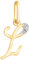 Rodium - Goldene Anhänger, Buchstabe L mit Zirkonen, 14 Karat Gold/ 585er Feingehalt, Charms für Halskette oder Ketten Armband, Idealer Goldener Schmuck für Damen, Kettenanhänger für Goldschmuck