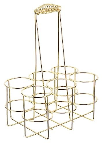 Alipis Metal Alloy Beer Bottle Carrier Crate Handle Small Gold Portable Beer Basket for Bbq and Outdoor Use