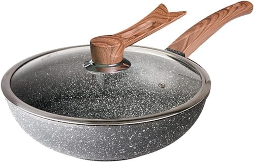 LRTYZBD Wok antiadherente grande con tapa, sartén/protector contra salpicaduras, sartén multifunción, sartén de cocina casera, cocina de inducción, cocina de gas universal
