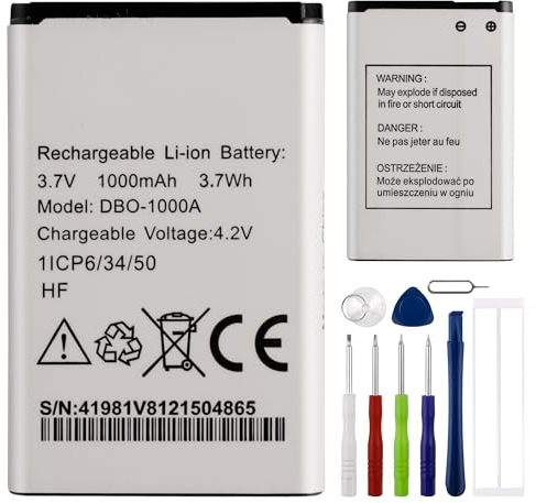 E-yiiviil Batterie de rechange DBO-1000A compatible avec Doro 1370 1372 2404 6040 6060 avec outils