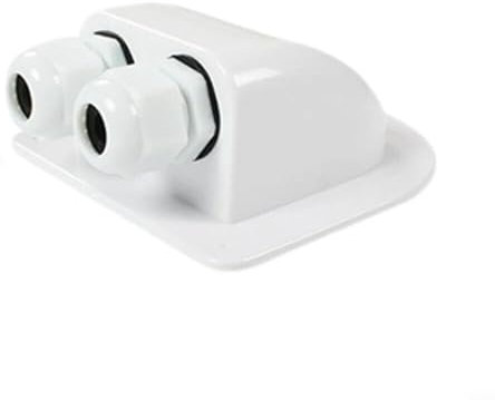 Solar Double Cable Entry Gland,Waterproof Solar Cable Connector Cover ABS Dual Cable Entry Housing for Solar Panels of RV Caravan Boat(Double hole white)