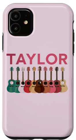 Taylor Personalized Name I Love Taylor Guitar Pink Case for iPhone 11