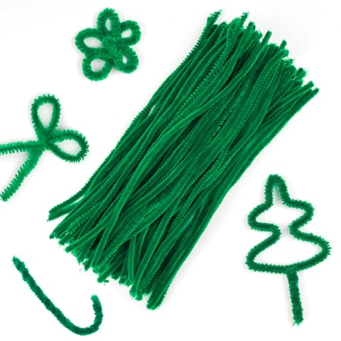 100 Stück Pfeifenreiniger,Grün Pfeifenreiniger zum Basteln, 30cm Lang Chenilledraht Basteldraht für Kinder DIY Handgemacht