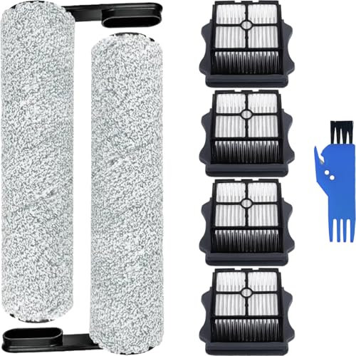 EATBALE Cepillo de Rodillos y Filtros de Repuesto para Tineco Floor One S5 / S5 Pro / S5 Pro 2 / S5 Extreme Aspirador Inalámbrico en Seco y Húmedo, 2 Cepillos de Rodillos, 4 Filtros HEPA (6 Piezas)