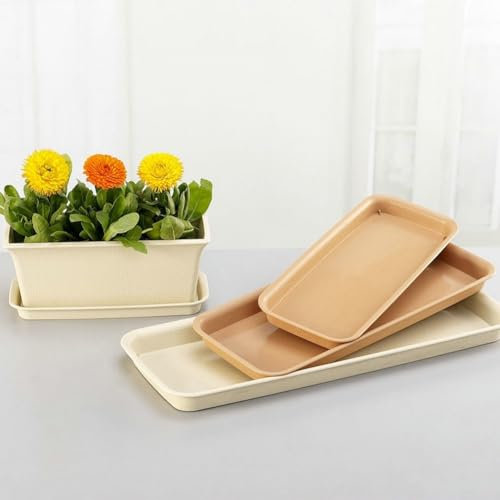 Soucoupe rectangulaire robuste pour plantes d'intérieur, jardins et projets de bricolage (marron, L)