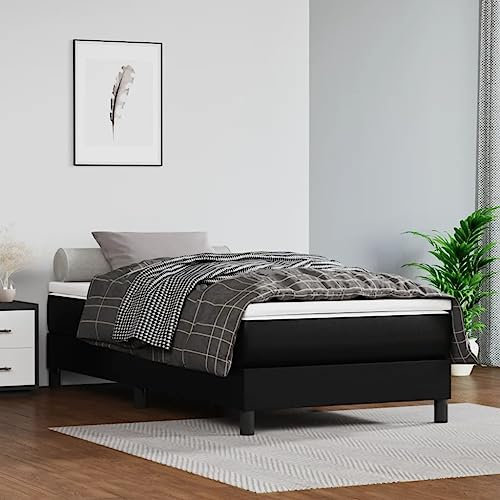 ShGaxin Boxspringbett Schwarz 100x200 cm Kunstleder, Bett, Bettgestell, Jugendbett, Schlafzimmer Bett, Bed Frame 3120682