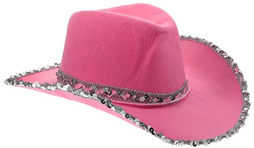HAWILLOSCH Chapeau De Cowgirl Rose Avec Bords Argentés Accessoire De Costume Pour Fêtes Cosplay Et Événements Thématiques
