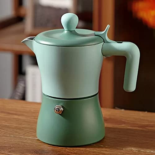 ZLSNOBLE Italian Coffee Percolator Stovetop For Espresso, 3 Cup Aluminum Coffee Moka Pot, Moka Coffee Pot With Wooden Handle(Green)