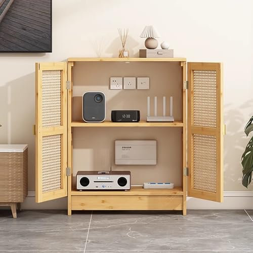 MTSYXYM Wooden WiFi Network Set-top Box,WiFi Router Storage Box with Cabinet Door,reserved skirting design, strong legs, strong load-bearing capacity,for Bedroom, Living Room.(70x60x25cm)