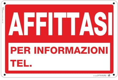 Cartello Segnaletico Affittasi Rosso Alluminio Premium 30x20 cm – Made in Italy, Resistente Esterno, Stampa HD, Installazione Facile, Conforme Normative