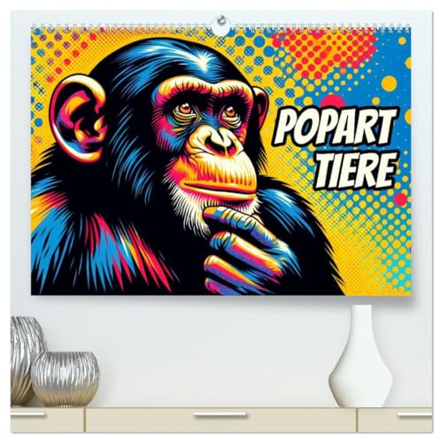 Popart-Tiere (hochwertiger Premium Wandkalender 2026 DIN A2 quer), Kunstdruck in Hochglanz: Farbenfrohe Tierillustrationen im Popart-Stil (CALVENDO Kunst)
