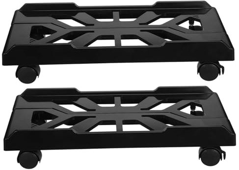 Holibanna Adjustable PC Tower Stand with Locking Wheels and Telescopic Abs Frame, Securely Holds Computer Case, Mobile Laptop Cart for Home and School Use, Black Floor CPU Trolley