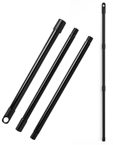 Best House | Mop Replacement Handle | 3 Sections Adjustable | Black | Metal | Broom Mop Stick | 1Pc | Universal Fitting Fits | Italian Screw End - 120 cm Long - (Pack of 1)