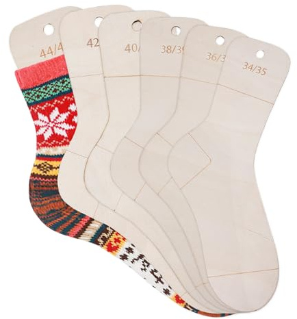Sporgo Set di 6 taglierine per calze, taglia 36-45, righello per calzini, per lavorare a maglia, con dimensioni di dimensioni, stencil per calzini, tenditori per calzini, come aiuto a maglia