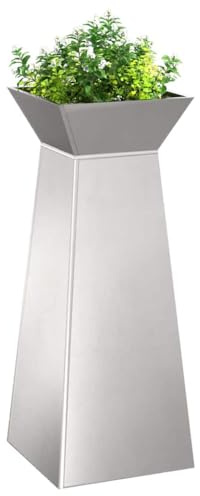 vidaXL Säulen Pflanzer Silber 40 x 40 x 100 cm Edelstahl | Perfekt für Pflanzen drinnen und draußen. Einfach. schlank mit klaren Linien