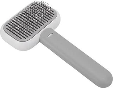 TARSHYRY Dog Brush, Self Cleaning Hair Brush Cat Brushes For Indoor Cats Dogs Grooming Tool Mats Tangled Hair Slicker Massage For Pets with Long or Short (Grey White)