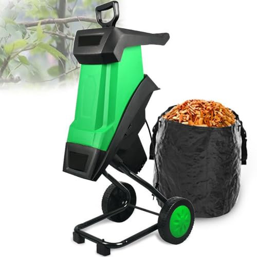 Biotrituratore Elettrico 2400w,Cippatore per Rametti E Foglie Fino a 39mm,4500 Giri/Min,Sacco Raccolta 50l,Sistema Sicurezza Anti-Blocco,Basso Rumore 110db,Per Compostaggio,Chippers+10mWire