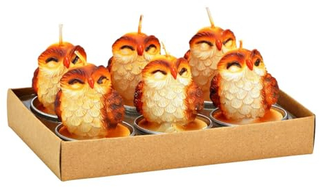 Teelichter Motivteelichter Herbst Halloween, Motiv wählbar Totenkopf - Eule - Fuchs - Eichhörnchen - Kürbis, 6 Stück in der Schachtel (Eule)
