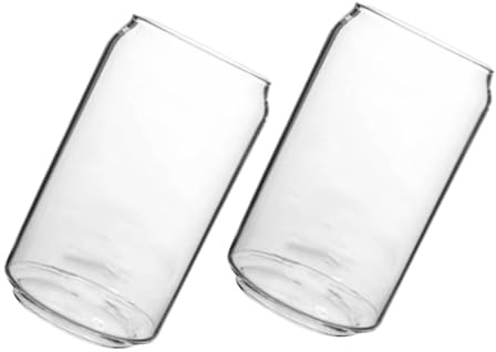 SMASOLO 2 pezzi Bicchieri in Vetro Trasparente da Design Unico Forma di Lattina per Succhi e Resistenti e Sicuri per Uso Quotidiano e