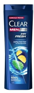 CLEAR Men 24H Fresh Anti-Dandruff Shampoo for Men, Daily Scalp Care & Deep Cleanse, Refreshing Lemon & Mint Formula with Pro-Nutrium 10, 360 ml – Strong Hair & 100% Dandruff Protection PACK OF 4