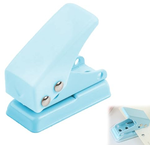 Tragbarer Mini Einzellocher für Büro, Schule und DIY Projekte, Ideal für Ordner, Fotoalben, Souvenirs und Lesezeichen, Ergonomisches Design, Einfache Reinigung, Blau
